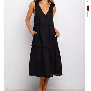 Petal & Pup Erenda Sleeveless Tiered Midi Size 8 V-Neck Linen Summer